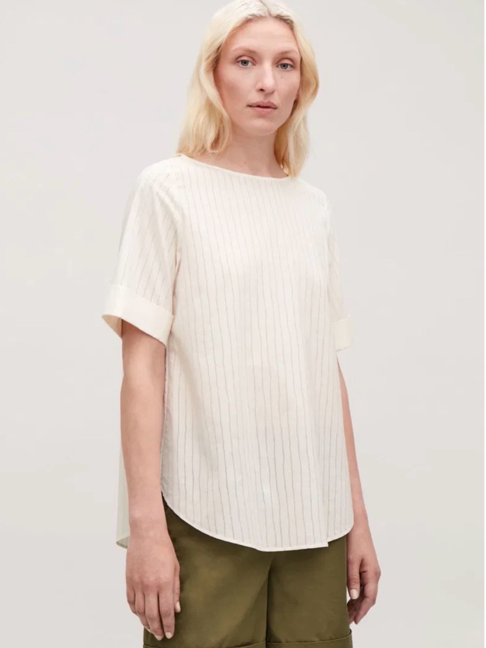 COS sheer lined cotton top Light Cream
